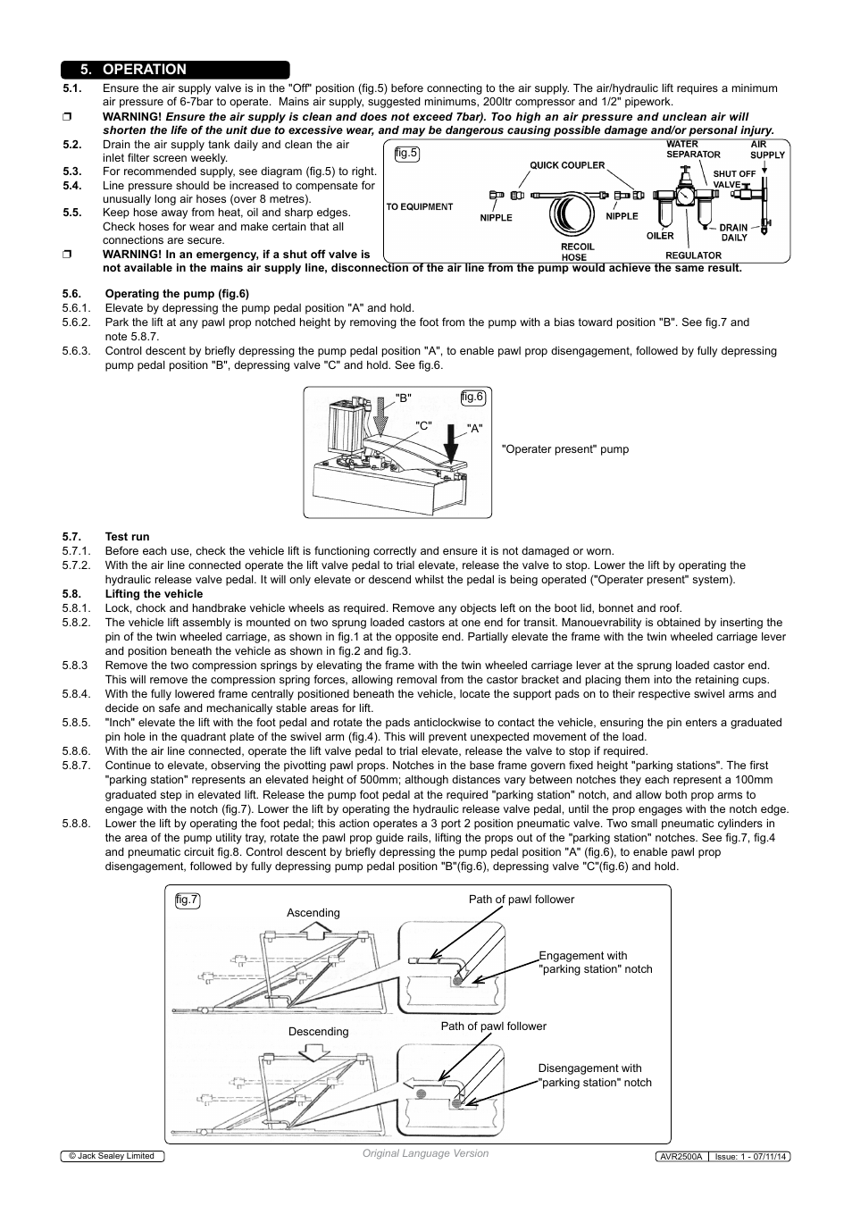 Operation | Sealey AVR2500A User Manual | Page 4 / 6