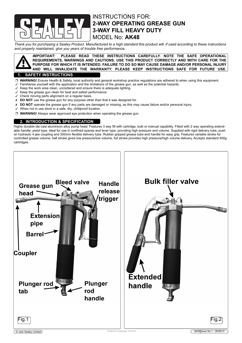 Sealey AK48 User Manual | 2 pages