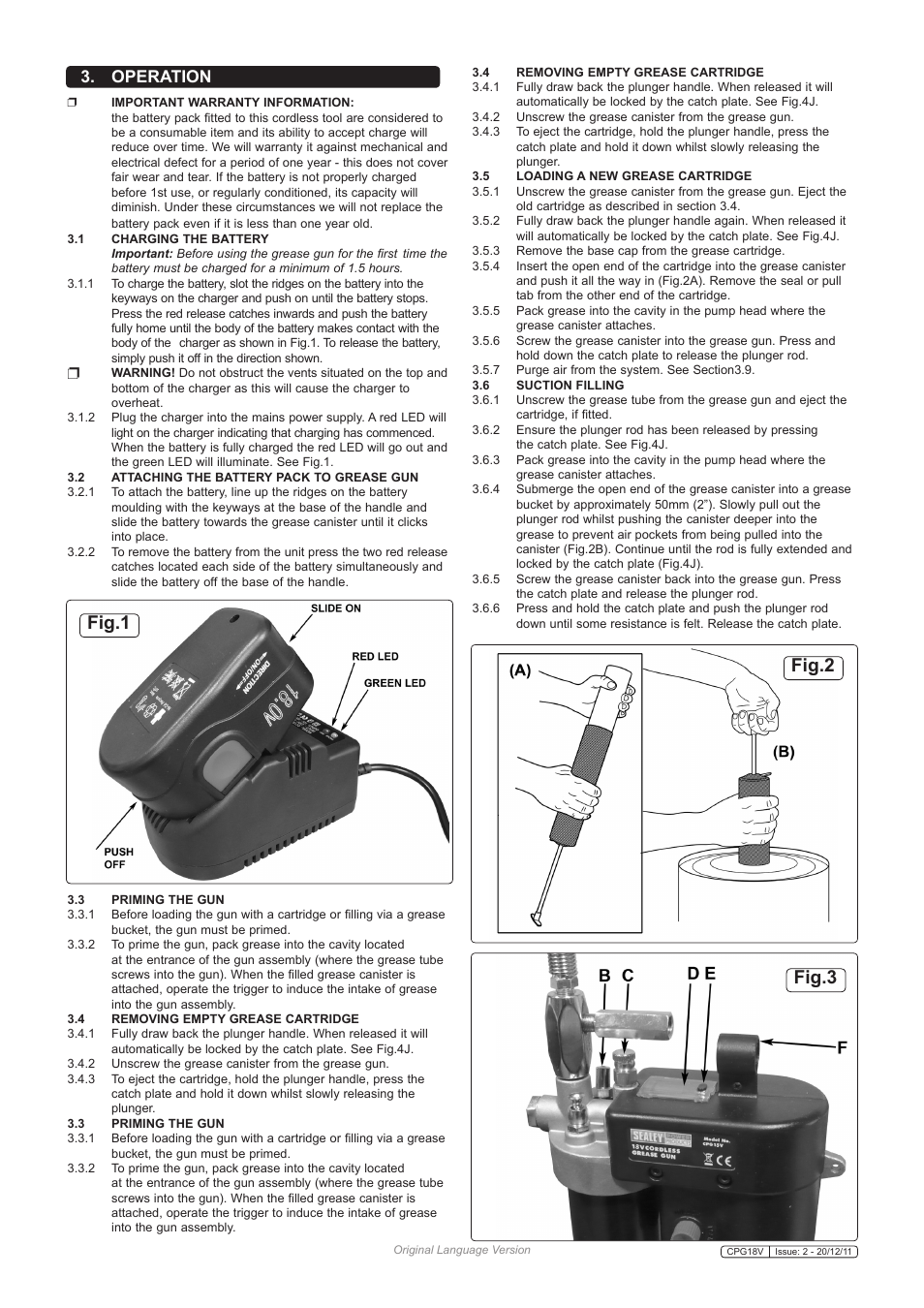 Fig.2, Fig.1 fig.3, Operation | Sealey CPG18V User Manual | Page 2 / 3