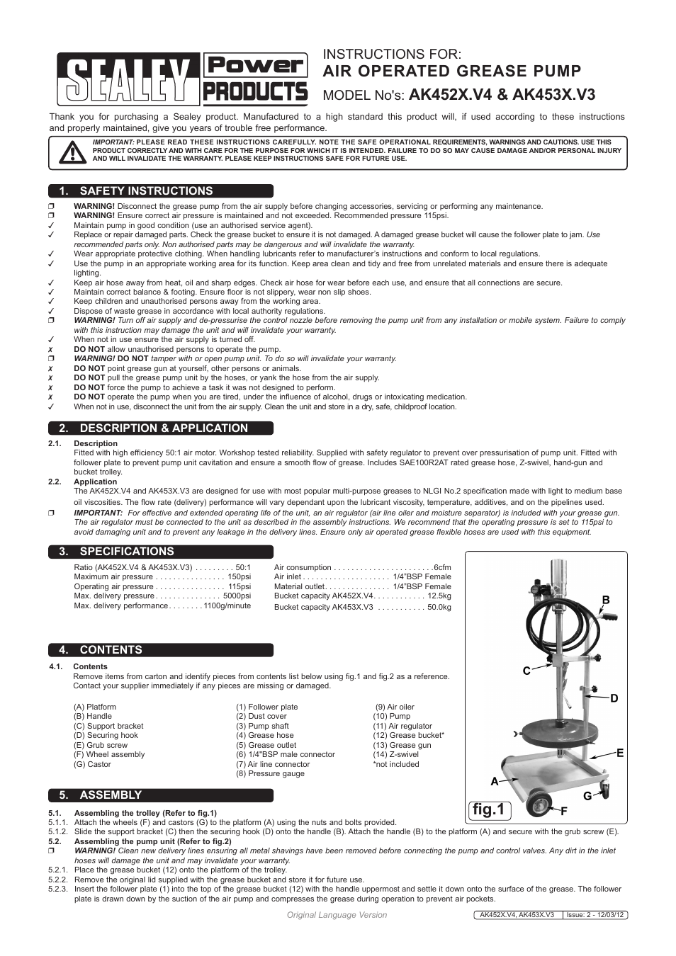 Sealey AK453X User Manual | 2 pages