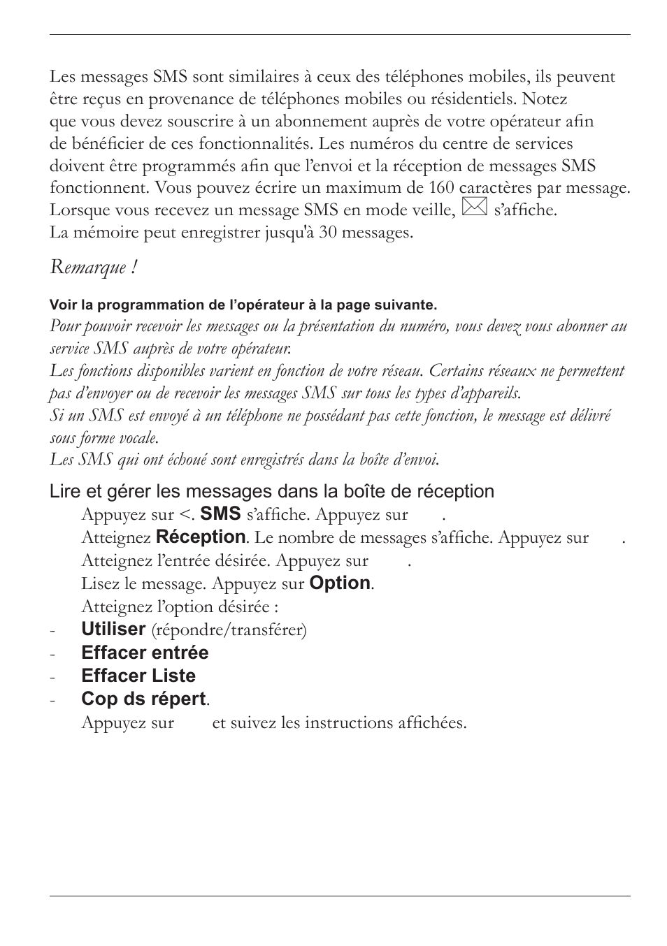 Remarque | Doro MOVEEASY 316 User Manual | Page 12 / 88