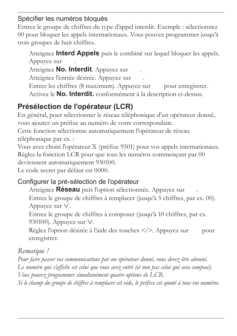 Remarque | Doro MOVEEASY 316 User Manual | Page 20 / 88