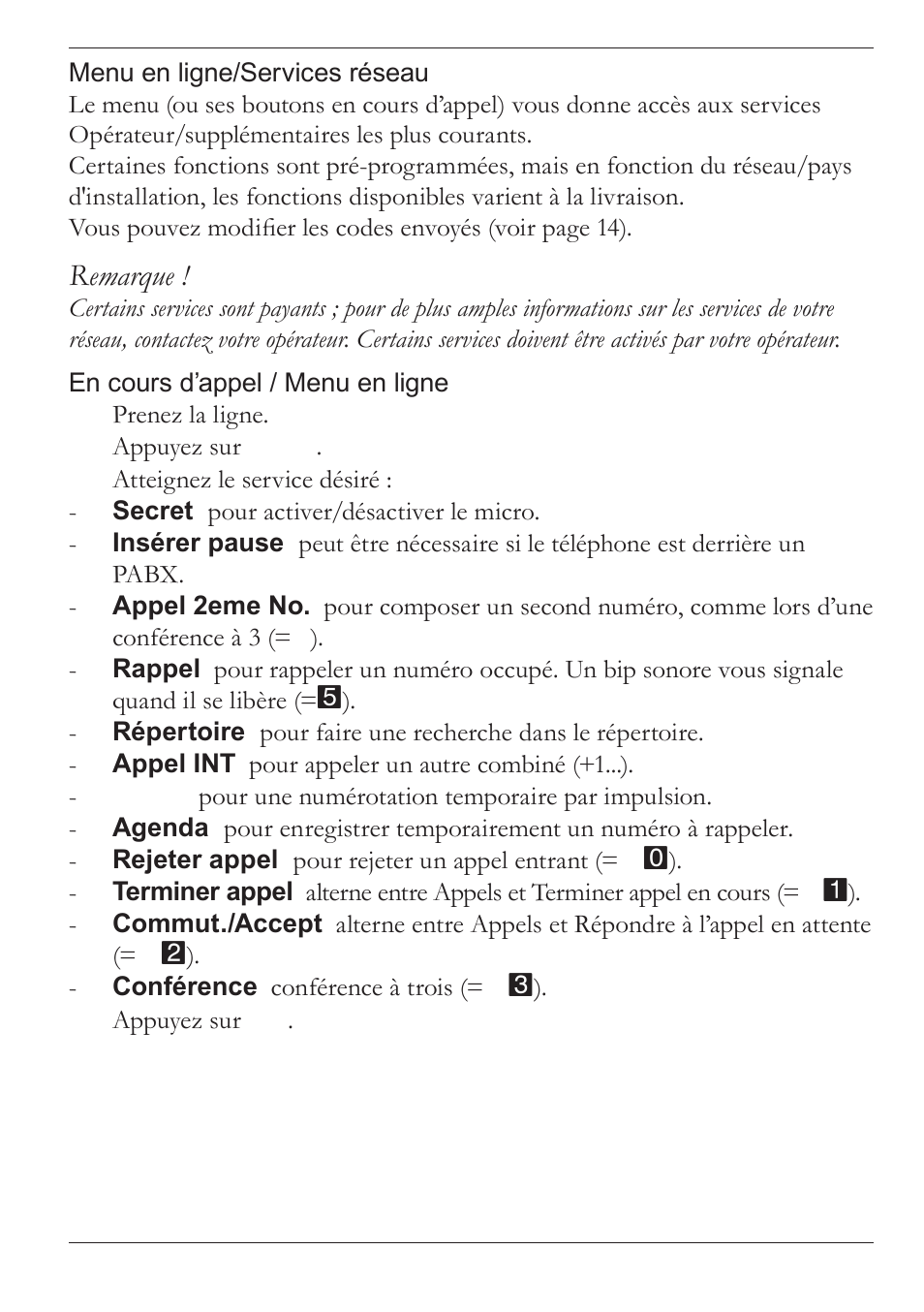 Remarque | Doro MOVEEASY 316 User Manual | Page 22 / 88