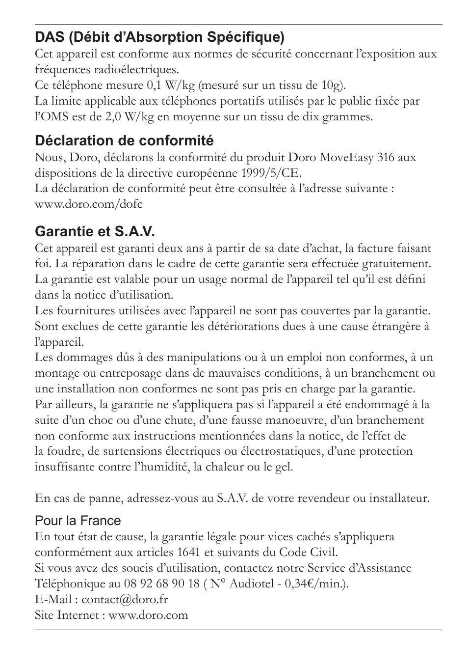 Doro MOVEEASY 316 User Manual | Page 26 / 88
