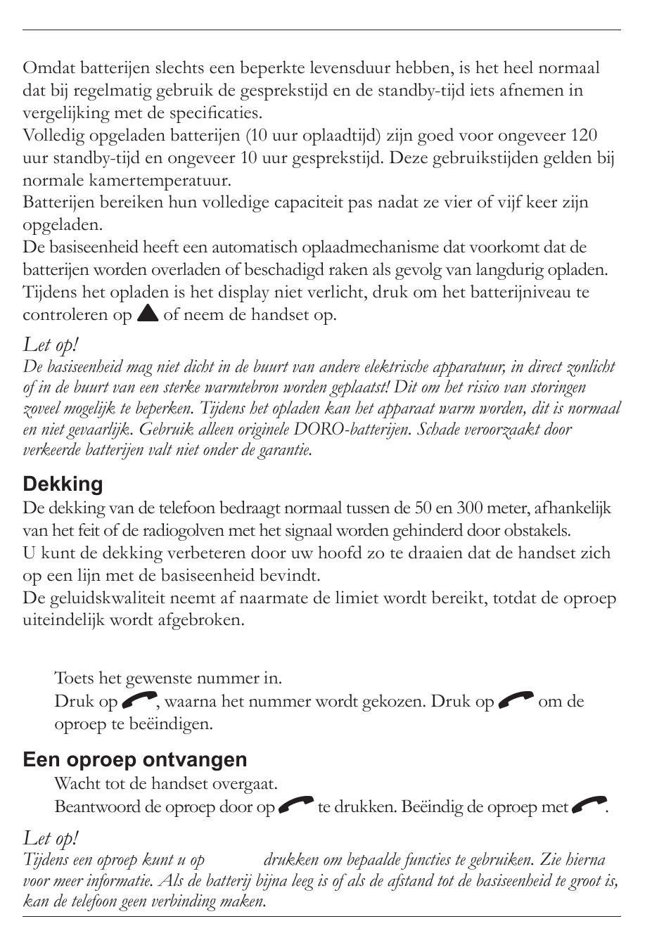 Let op | Doro MOVEEASY 316 User Manual | Page 50 / 88