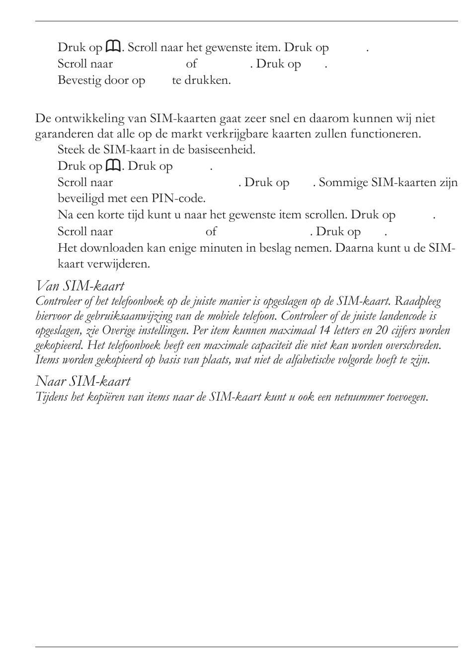 Van sim-kaart, Naar sim-kaart | Doro MOVEEASY 316 User Manual | Page 53 / 88