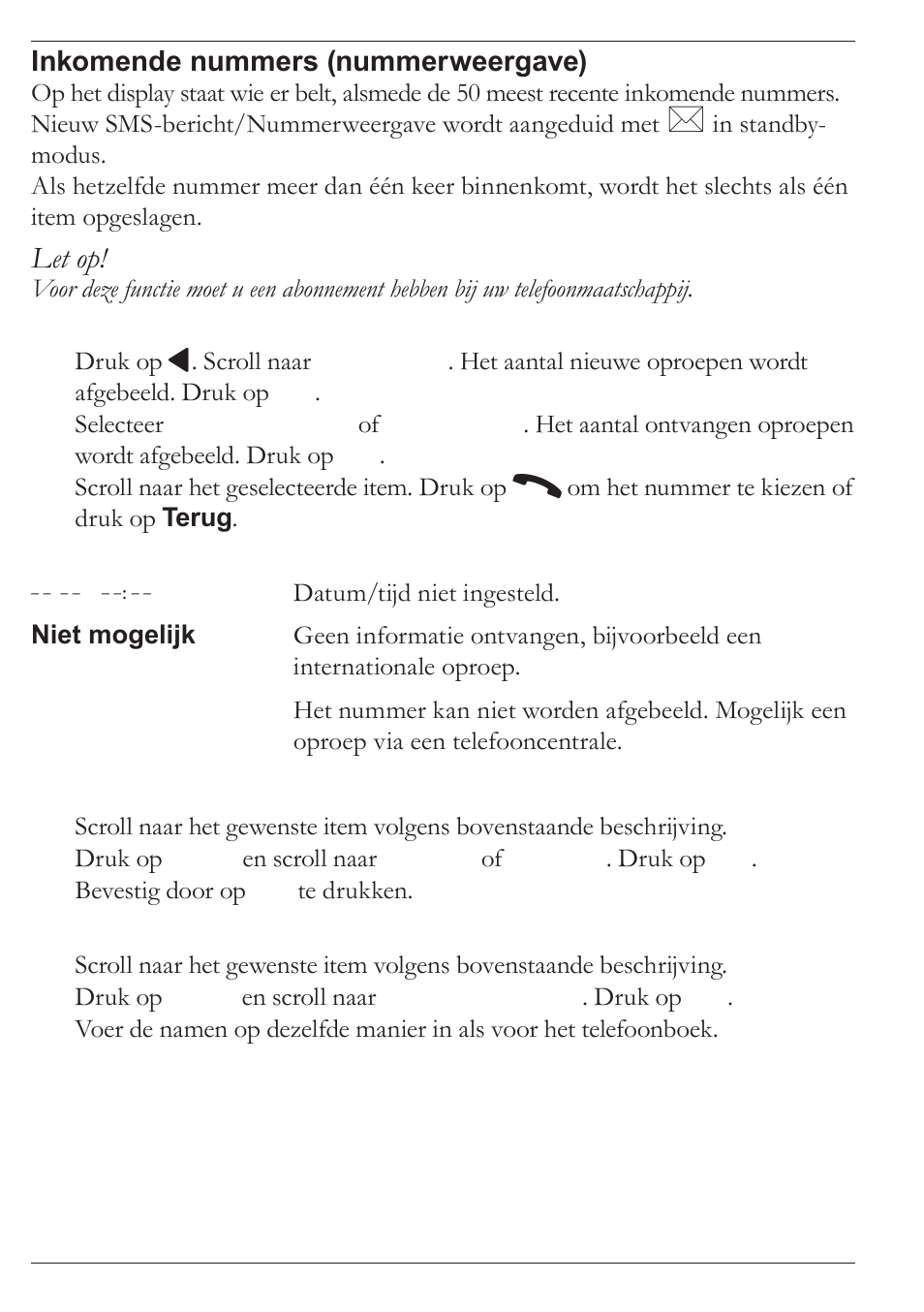 Let op | Doro MOVEEASY 316 User Manual | Page 54 / 88