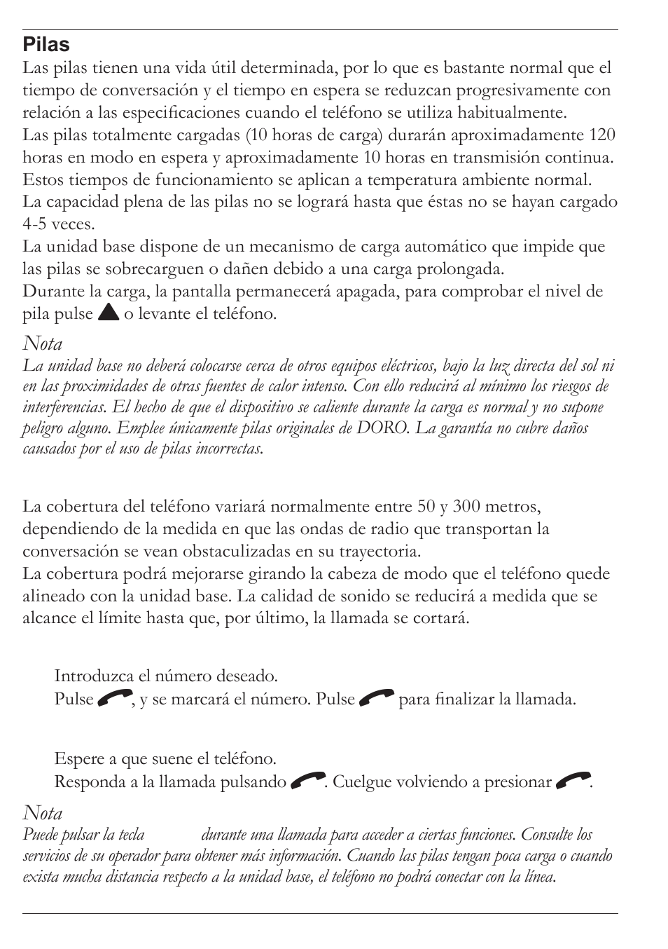 Nota | Doro MOVEEASY 316 User Manual | Page 69 / 88