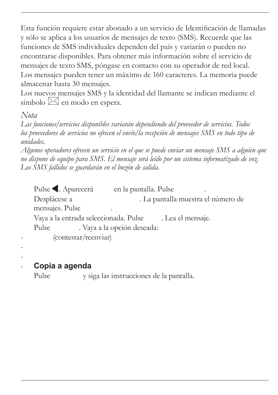 Nota | Doro MOVEEASY 316 User Manual | Page 74 / 88