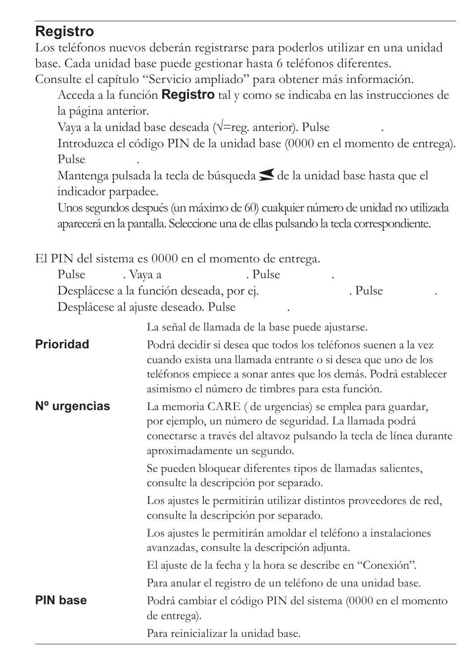 Registro, Ajustes del sistema | Doro MOVEEASY 316 User Manual | Page 78 / 88