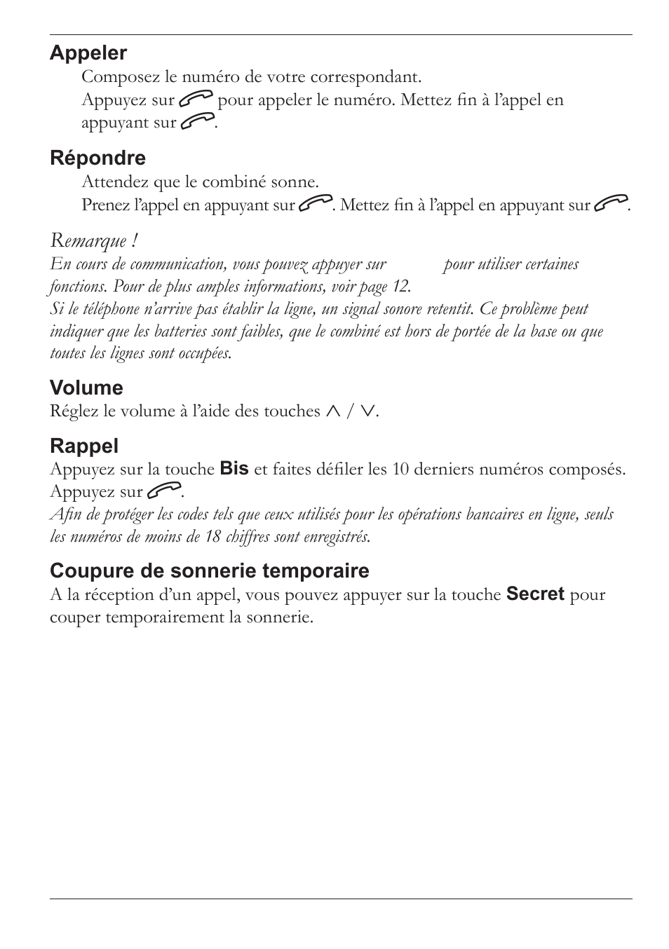 Remarque | Doro MOVEEASY 316 User Manual | Page 8 / 88
