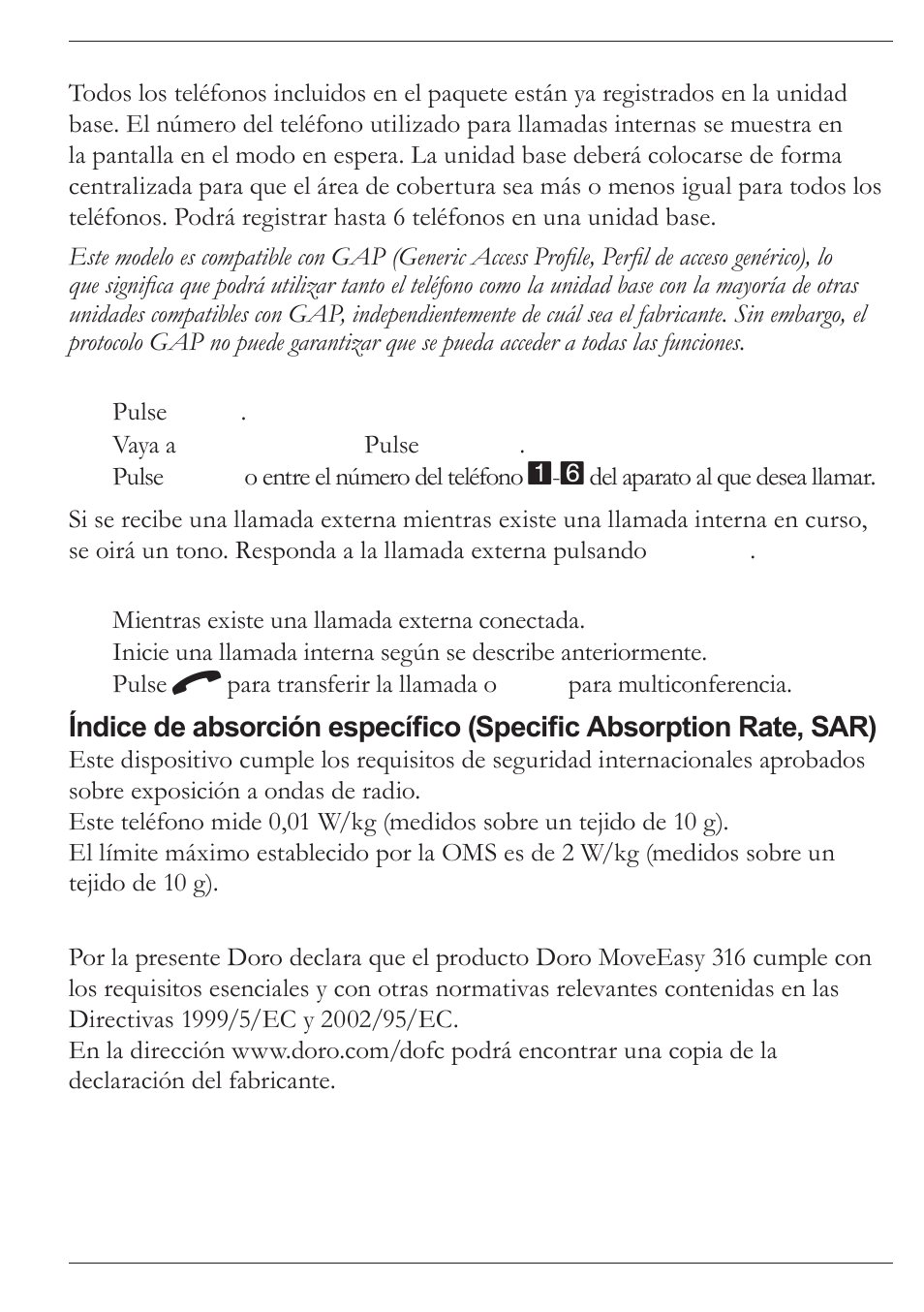 Doro MOVEEASY 316 User Manual | Page 82 / 88