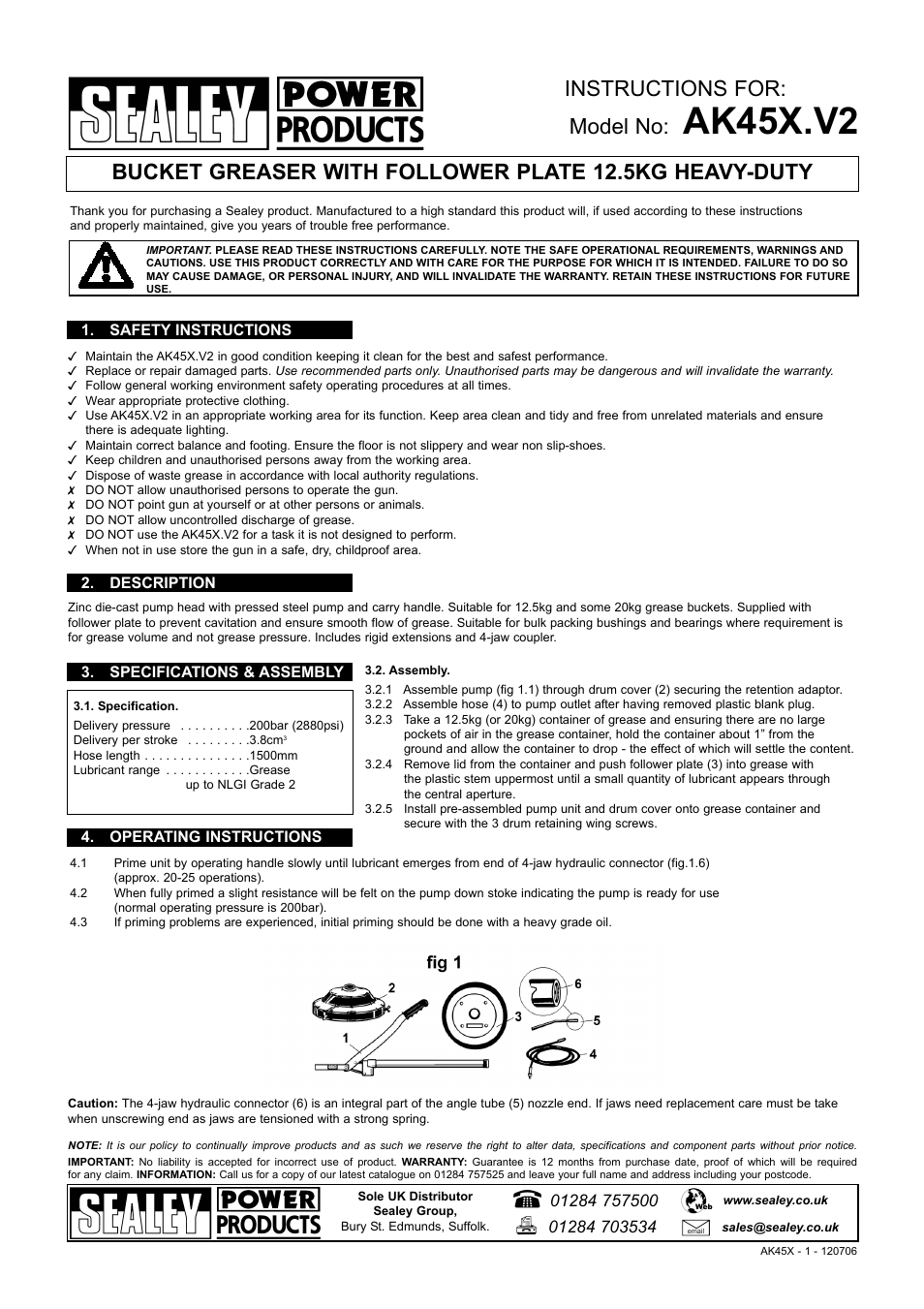 Sealey AK45X User Manual | 1 page