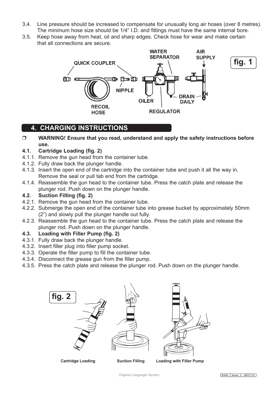 Fig. 1 fig. 2, Charging instructions | Sealey SA40 User Manual | Page 2 / 3