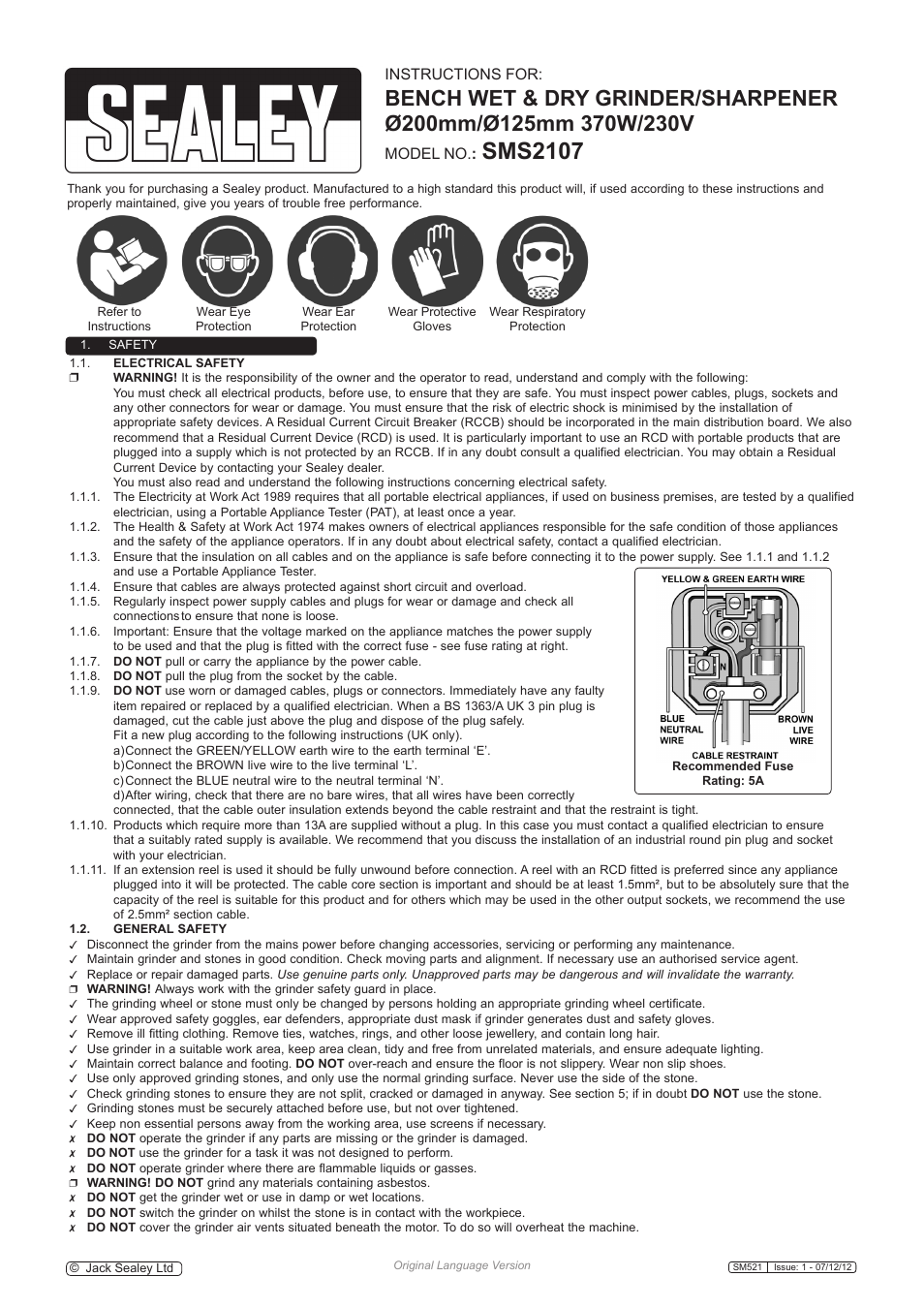 Sealey SMS2107 User Manual | 4 pages