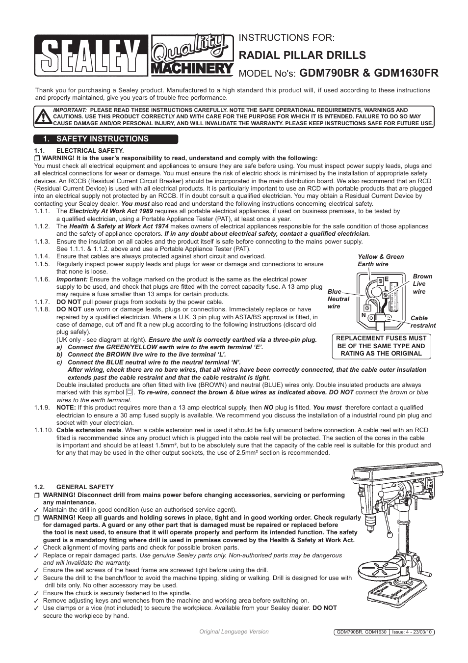 Sealey GDM1630FR User Manual | 5 pages