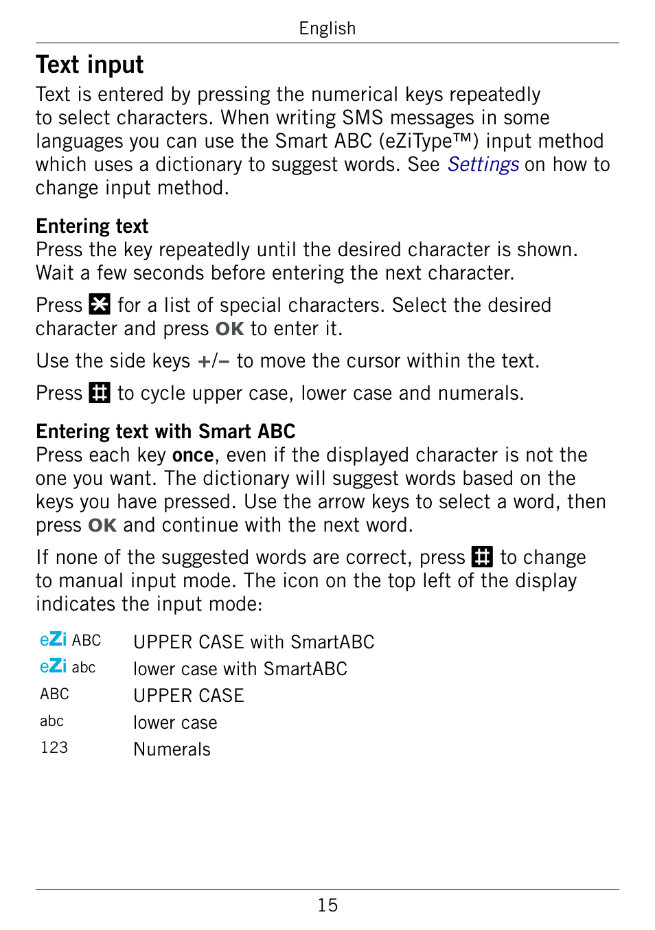 Text input, Text.input | Doro 345GSM User Manual | Page 18 / 100