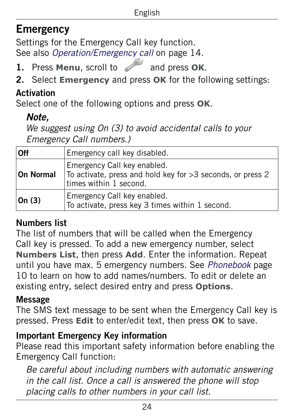 Emergency | Doro 345GSM User Manual | Page 27 / 100