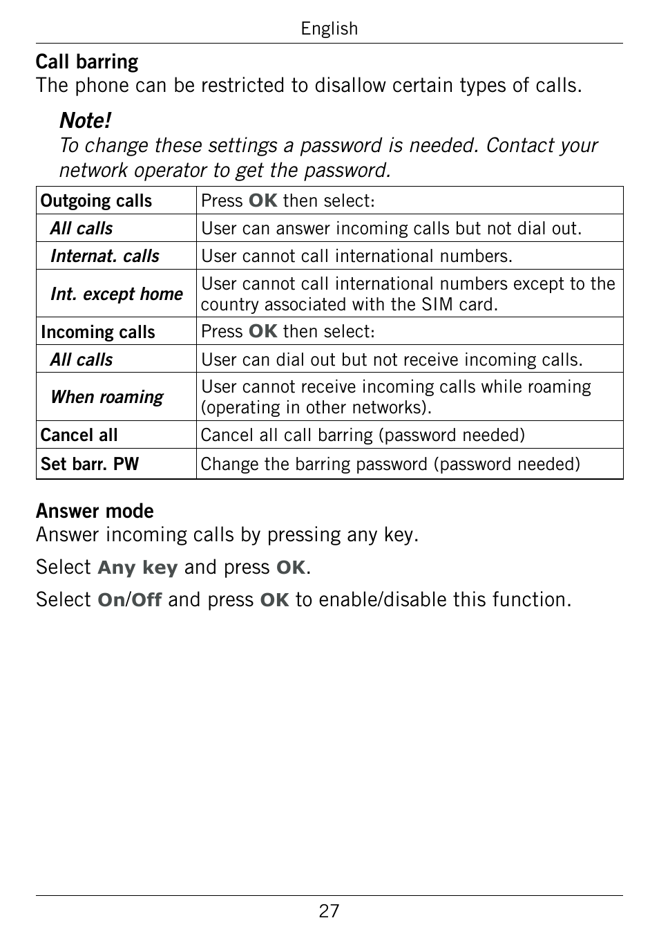 Doro 345GSM User Manual | Page 30 / 100