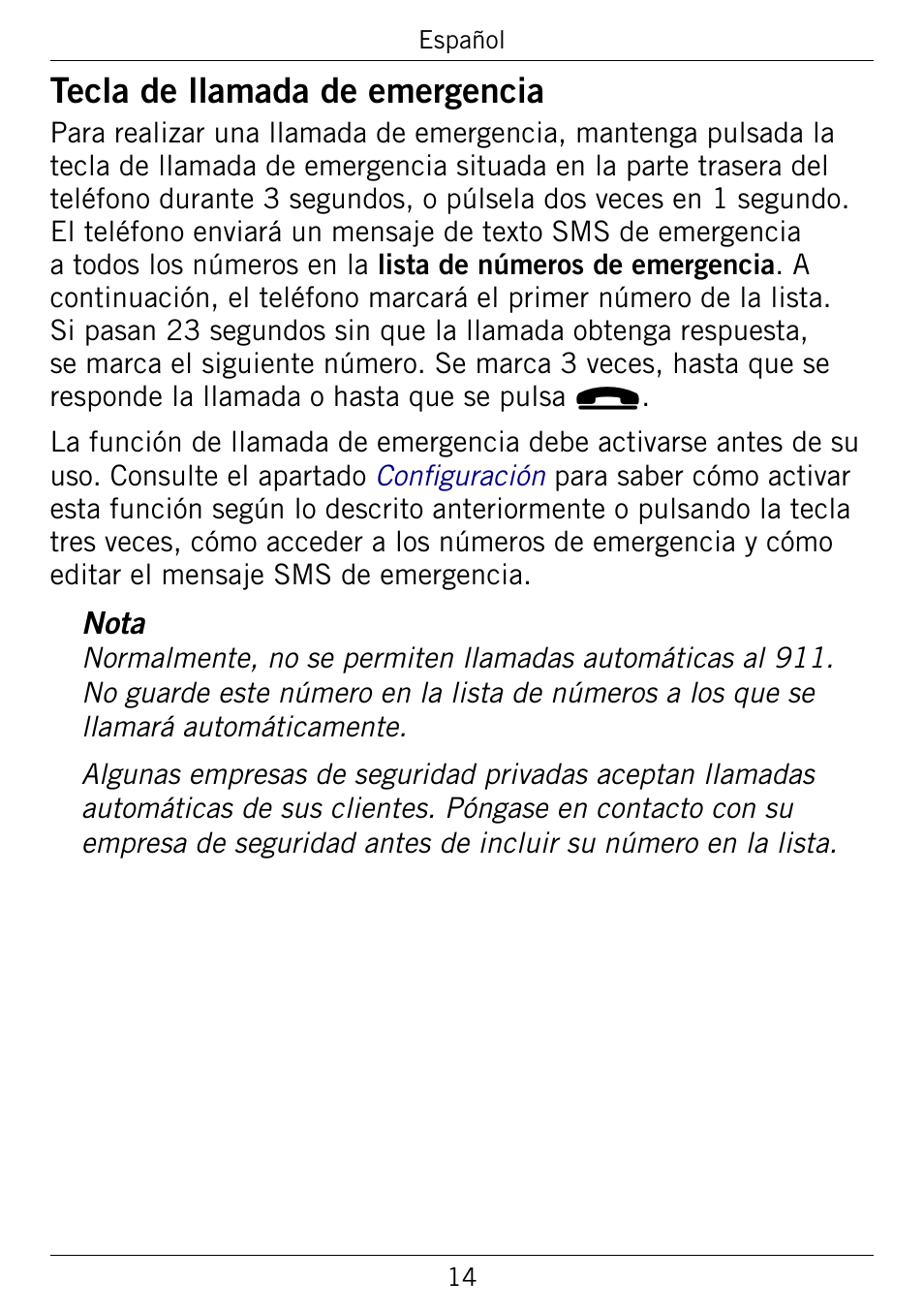 Tecla.de.llamada.de.emergencia | Doro 345GSM User Manual | Page 64 / 100