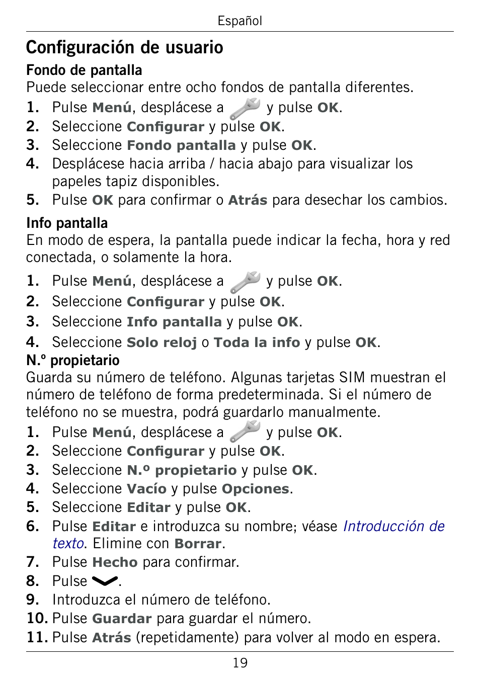 Configuración de usuario | Doro 345GSM User Manual | Page 69 / 100