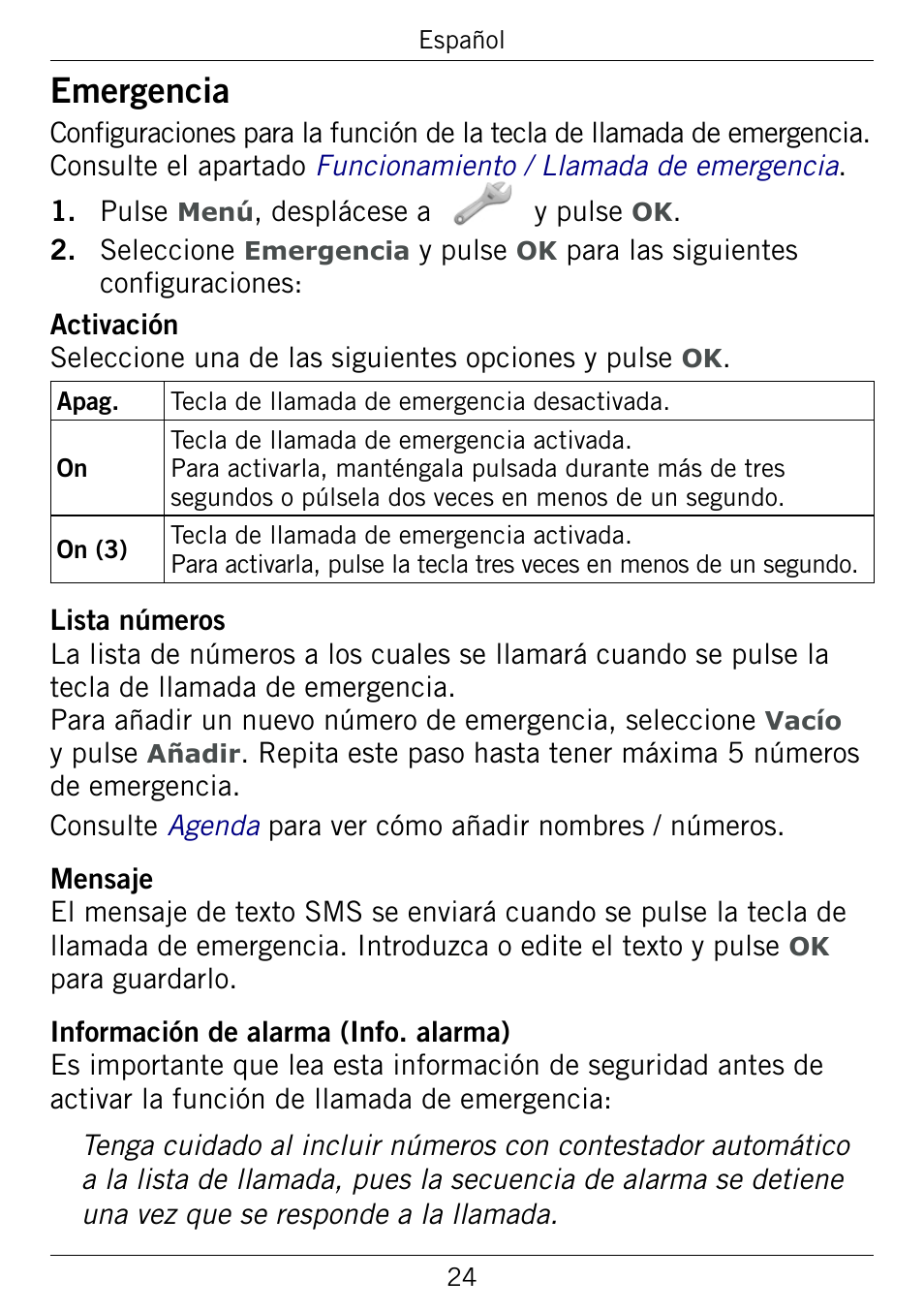 Emergencia | Doro 345GSM User Manual | Page 74 / 100