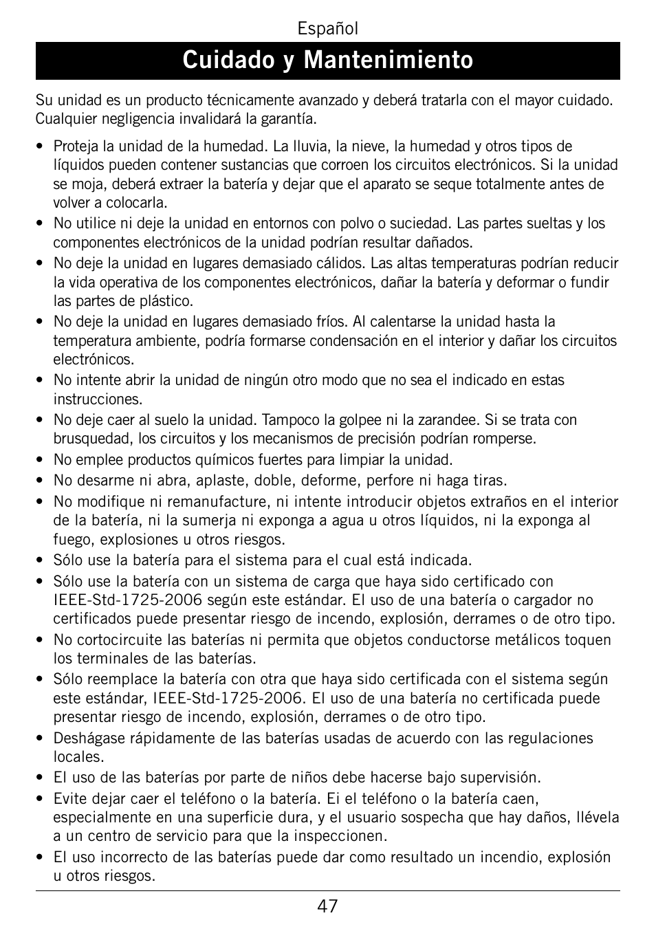 Cuidado.y.mantenimiento | Doro 345GSM User Manual | Page 97 / 100