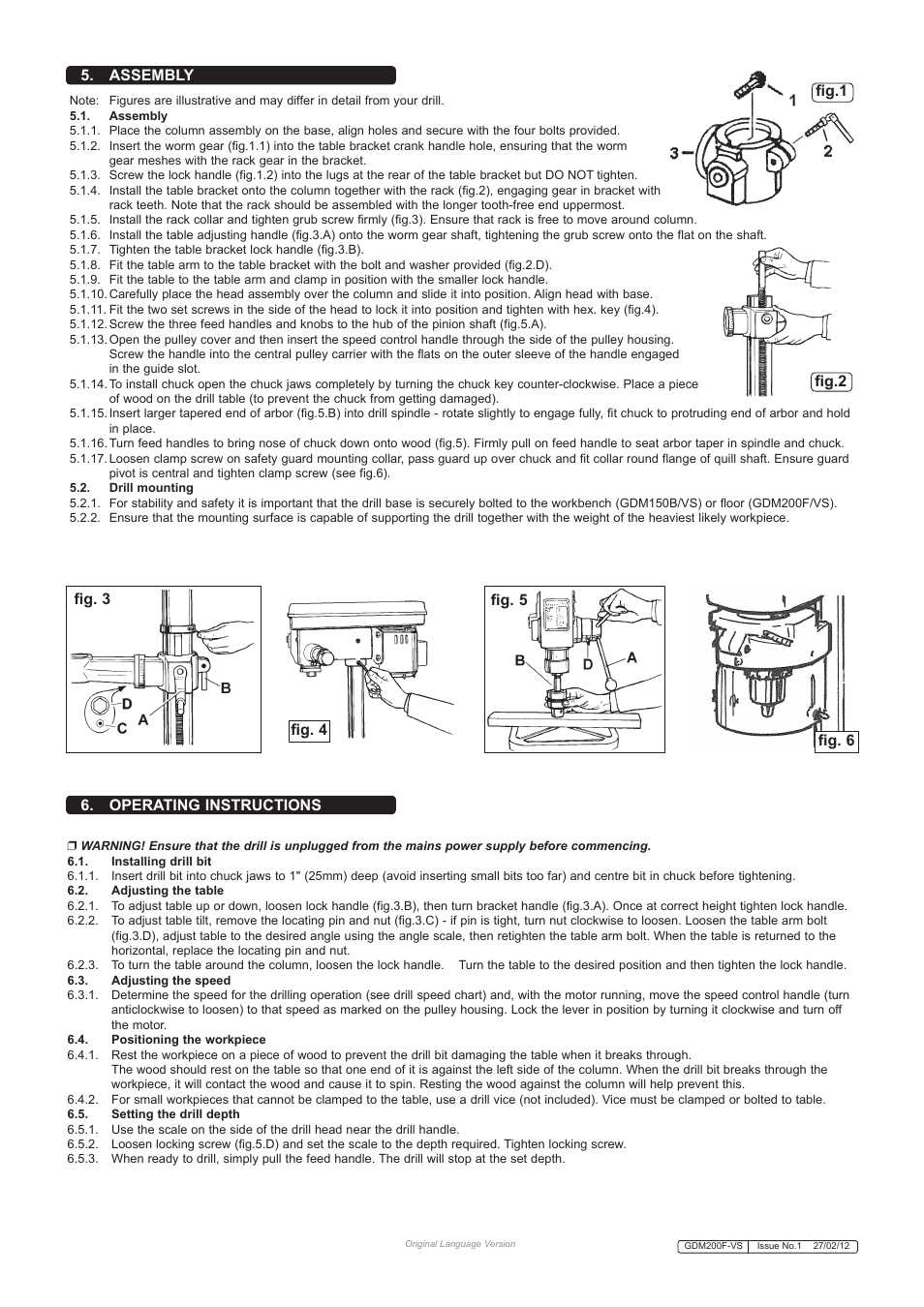 Fig.2 fig.1 fig. 6 | Sealey GDM200F/VS User Manual | Page 3 / 4