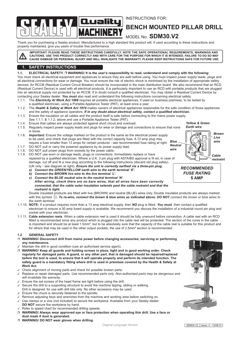 Sealey SDM30 User Manual | 4 pages