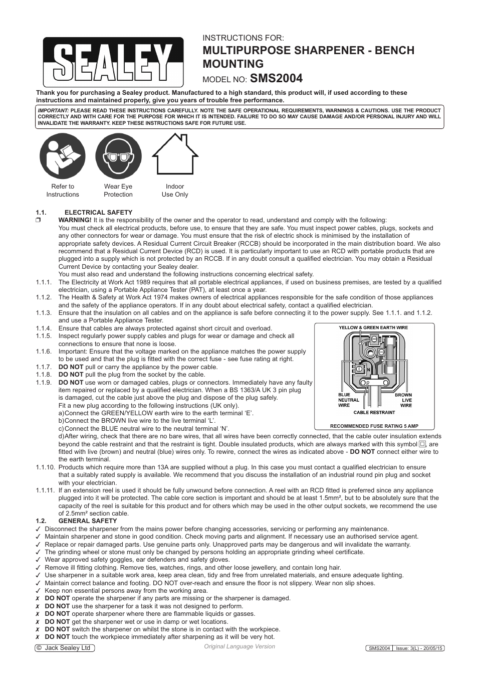 Sealey SMS2004 User Manual | 4 pages