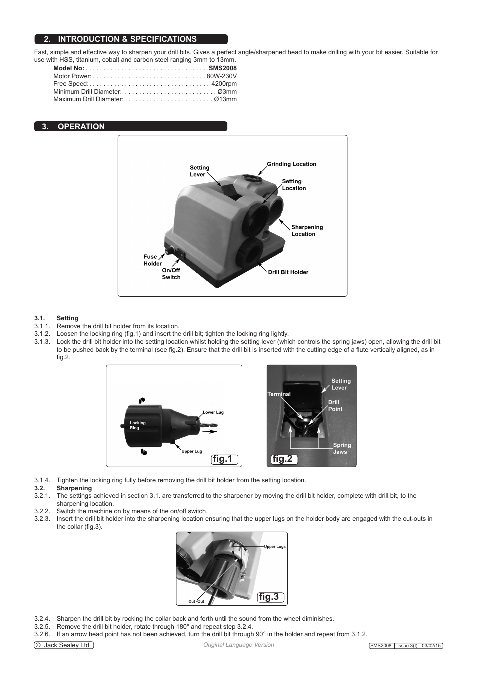 Fig.1 fig.2 fig.3 | Sealey SMS2008 User Manual | Page 2 / 3