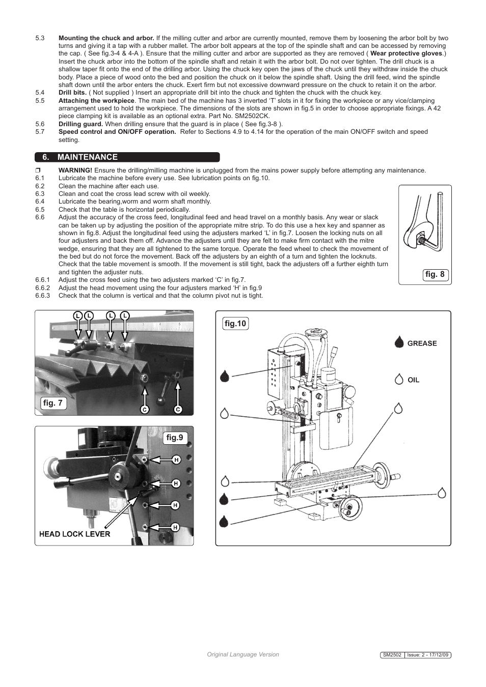 Maintenance | Sealey SM2502 User Manual | Page 6 / 7