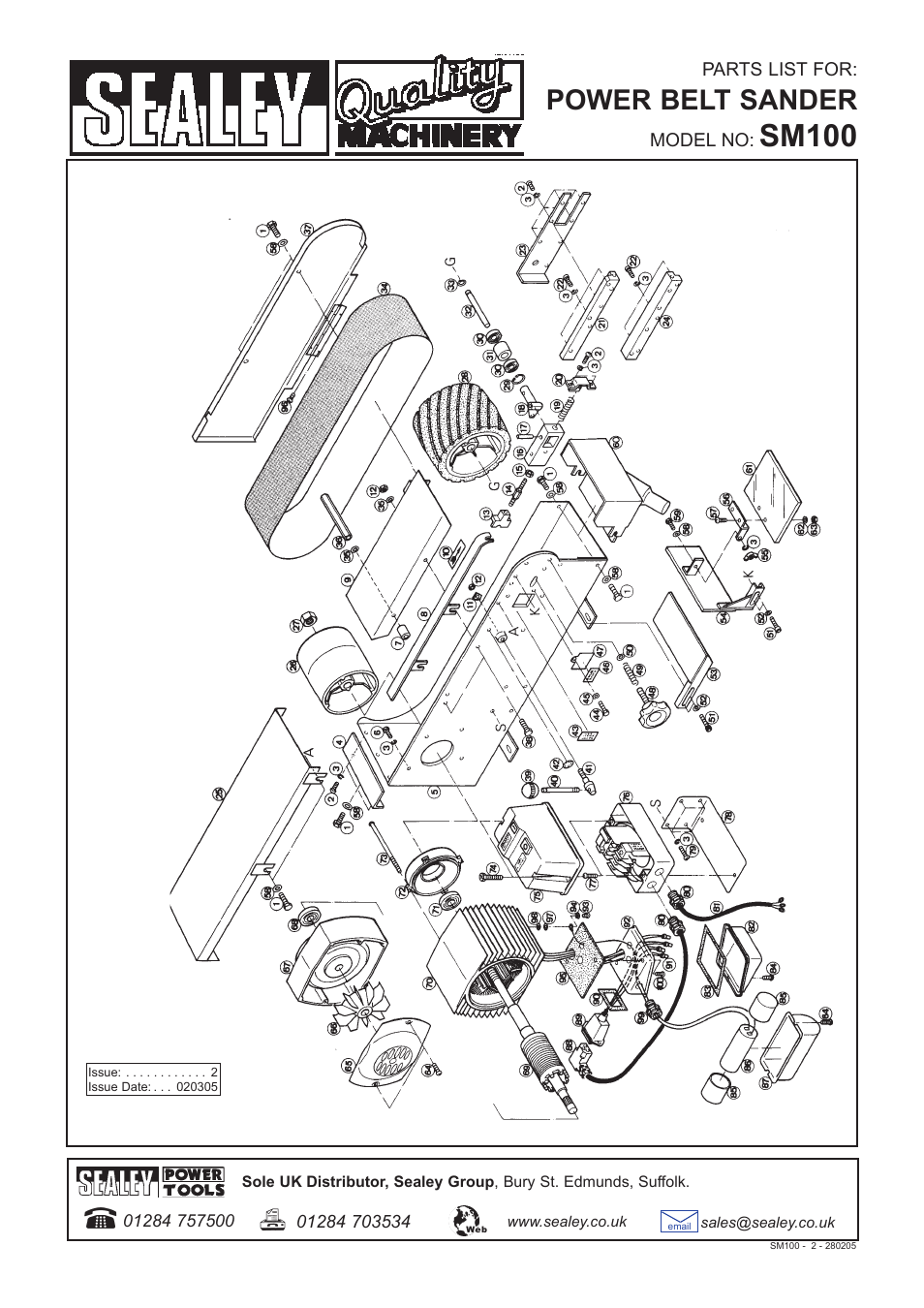 Sm100, Power belt sander | Sealey SM100 User Manual | Page 5 / 6