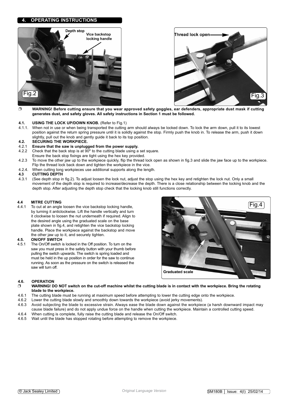 Fig.4 fig.2 fig.3, Operating instructions | Sealey SM180B User Manual | Page 3 / 4