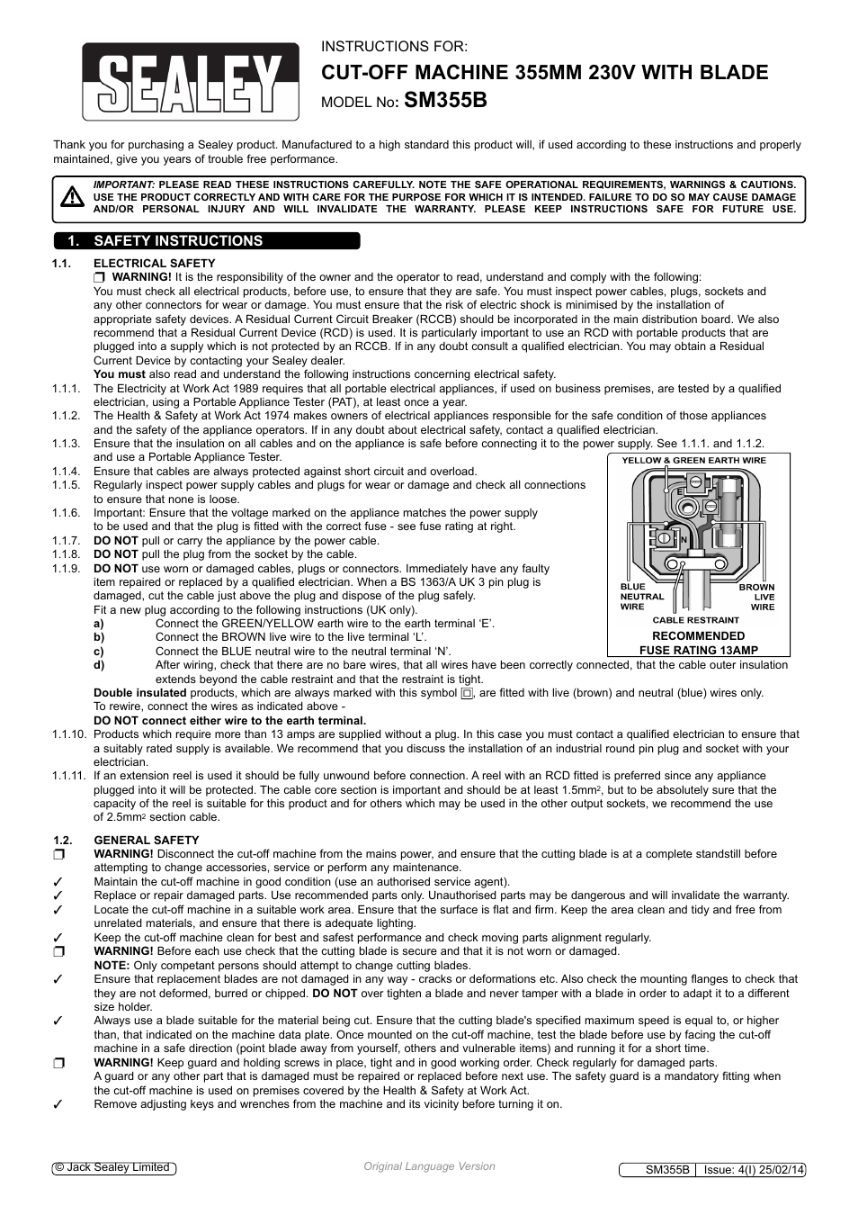 Sealey SM355B User Manual | 4 pages