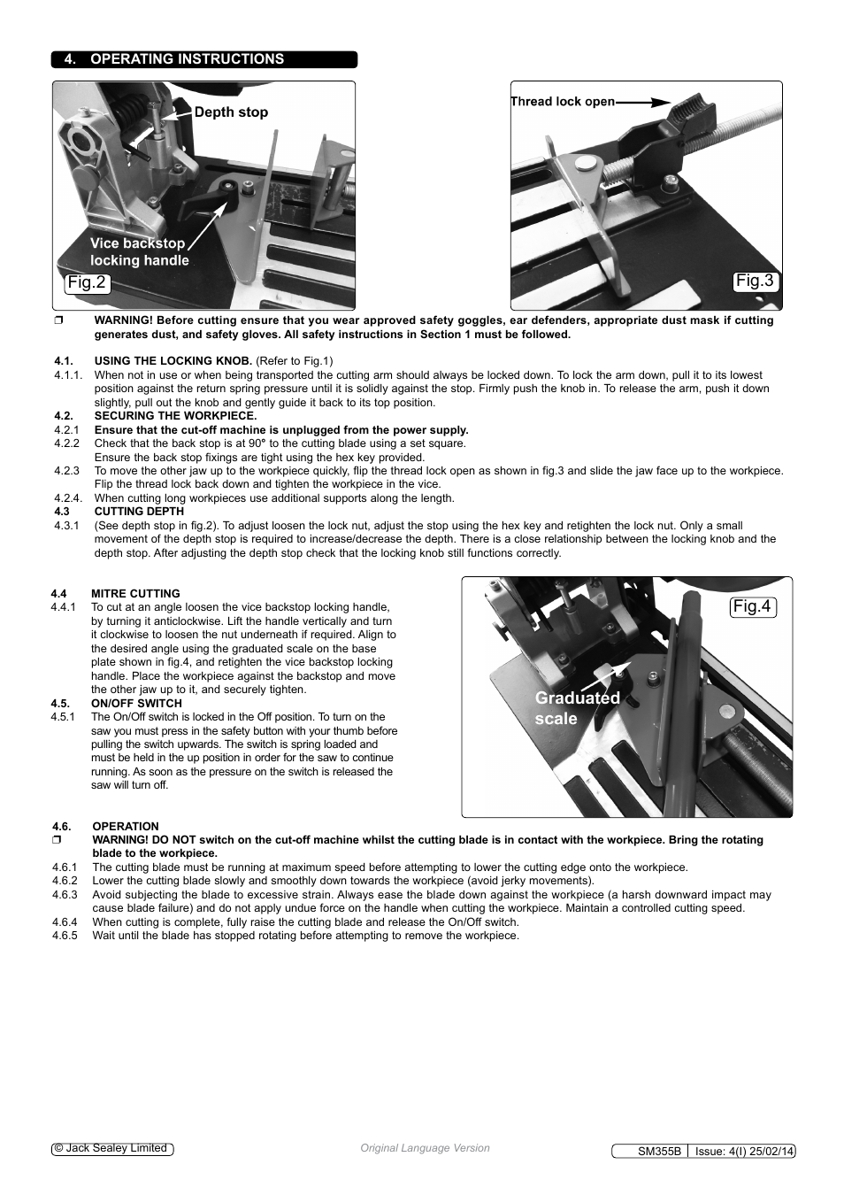 Fig.4 fig.2 fig.3, Operating instructions | Sealey SM355B User Manual | Page 3 / 4