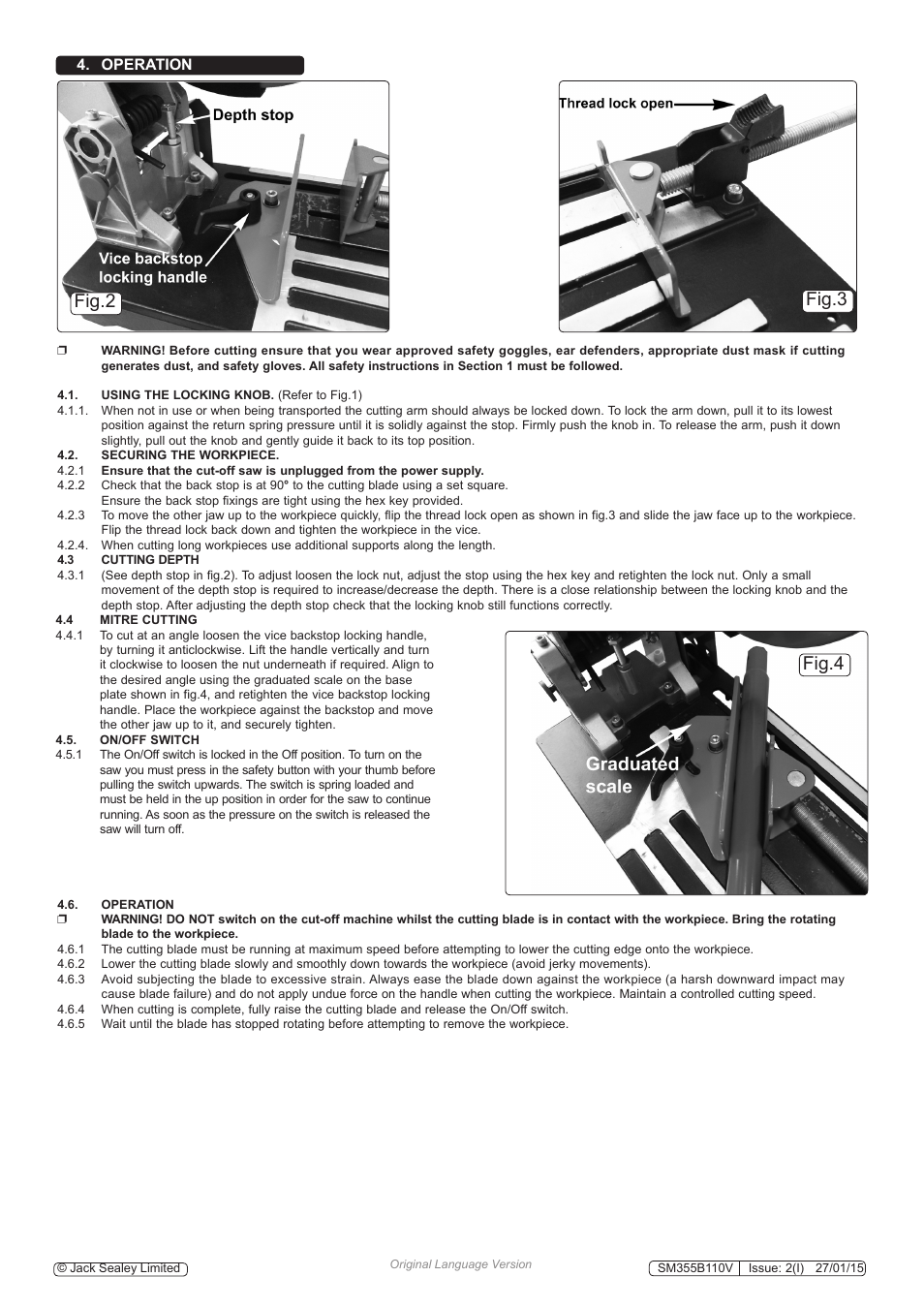 Fig.4 fig.2 fig.3, Operation | Sealey SM355B110V User Manual | Page 3 / 4