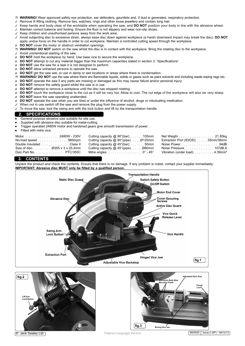 Sealey SM355D User Manual | Page 2 / 4