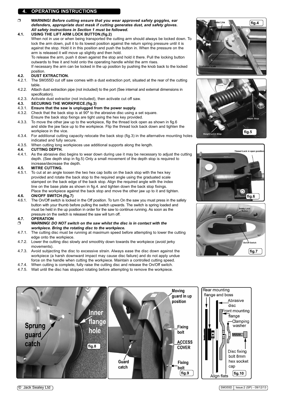 Operating instructions | Sealey SM355D User Manual | Page 3 / 4