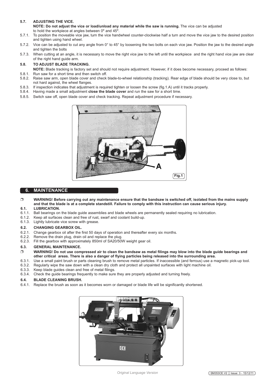 Maintenance | Sealey SM353CE User Manual | Page 4 / 5