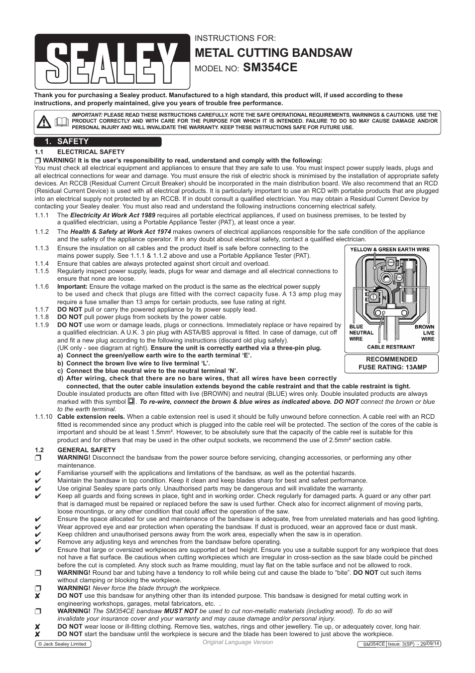 Sealey SM354CE User Manual | 8 pages