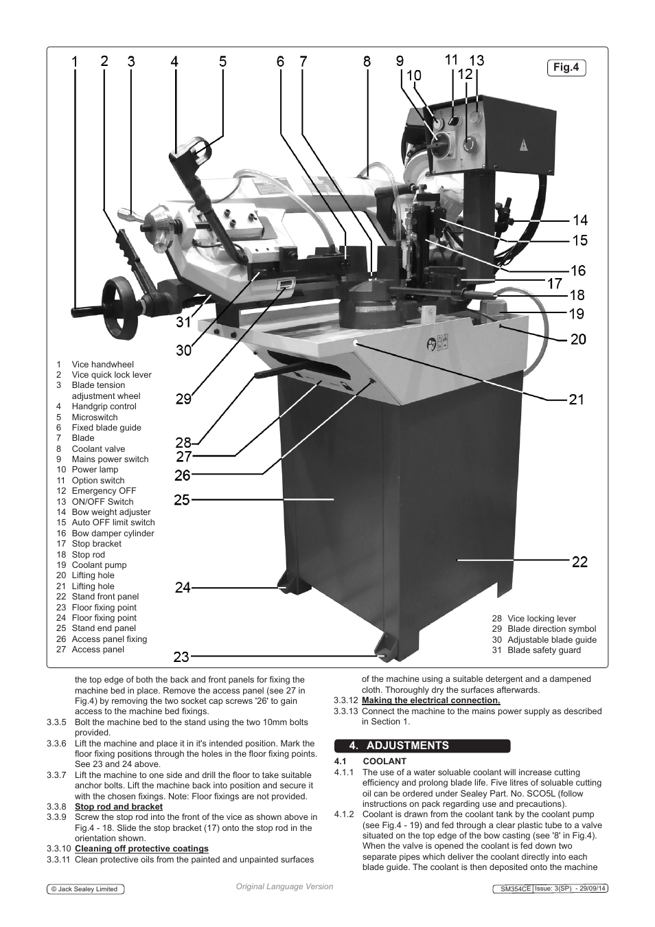 Fig.4, Adjustments | Sealey SM354CE User Manual | Page 3 / 8