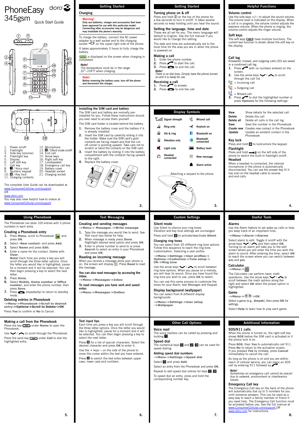 Doro PHONEEASY 345GSM User Manual | 2 pages