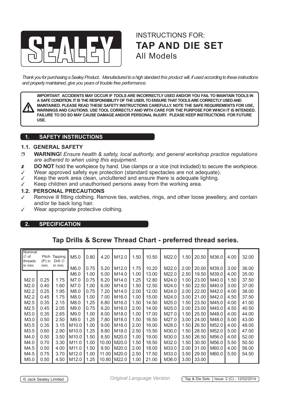 Sealey AK301 User Manual | 2 pages