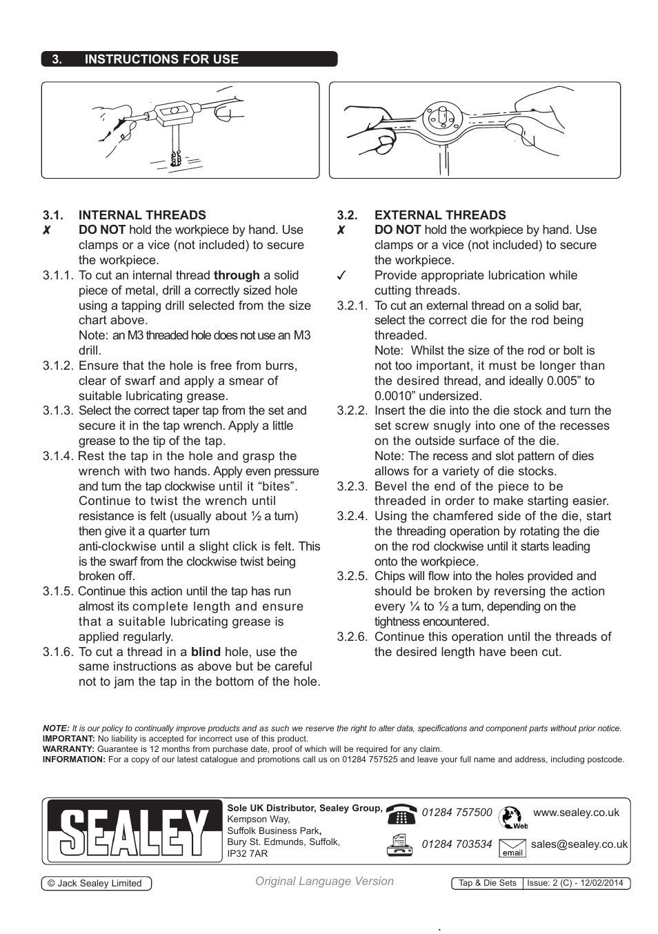 Sealey AK301 User Manual | Page 2 / 2