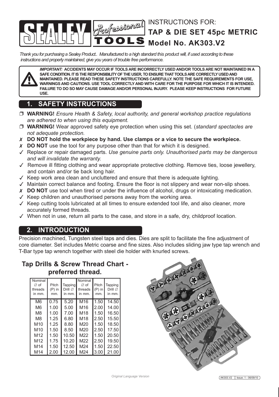 Sealey AK303 User Manual | 2 pages