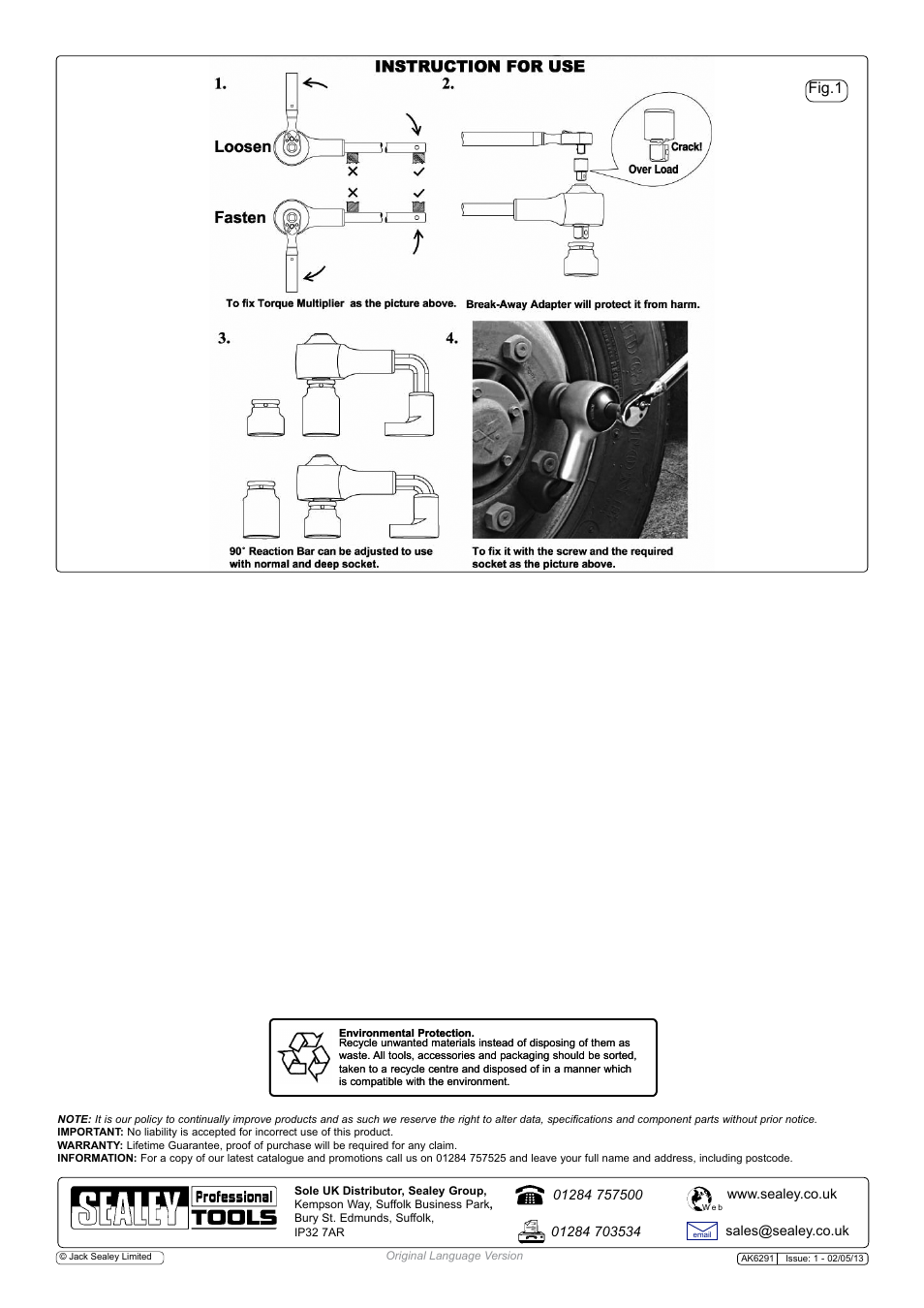 Fig.1 | Sealey AK6291 User Manual | Page 2 / 2