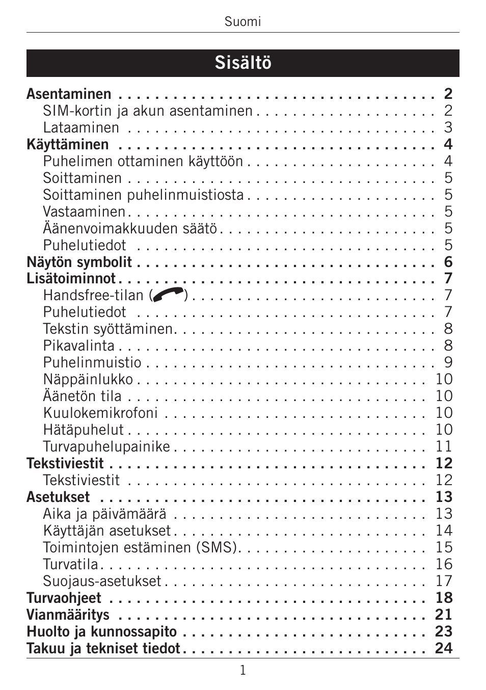 Sisältö | Doro PHONEEASY 338GSM User Manual | Page 102 / 128