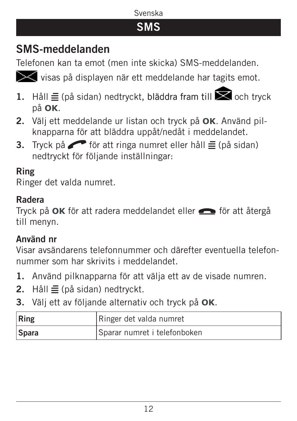 Sms-meddelanden, Sms sms-meddelanden | Doro PHONEEASY 338GSM User Manual | Page 40 / 128