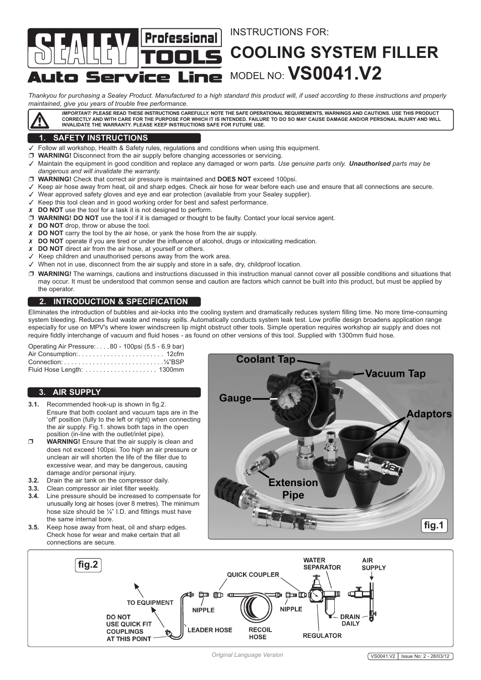 Sealey VS0041 User Manual | 2 pages